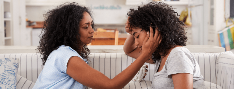 A mother talking to her daughter about her struggles with heroin.