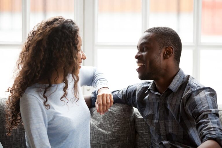Man and woman practicing communication skills in recovery.