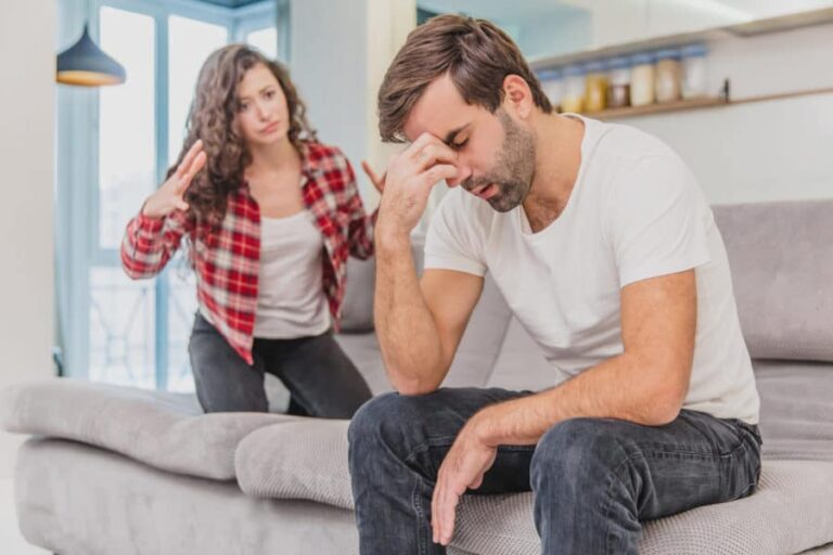 A husband and wife arguing and suffering from the effects of cocaine addiction.