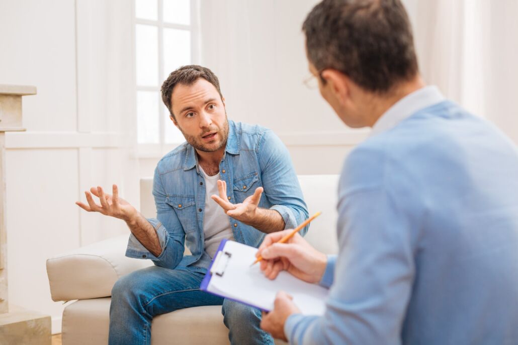 man undergoing depression and substance abuse treatment