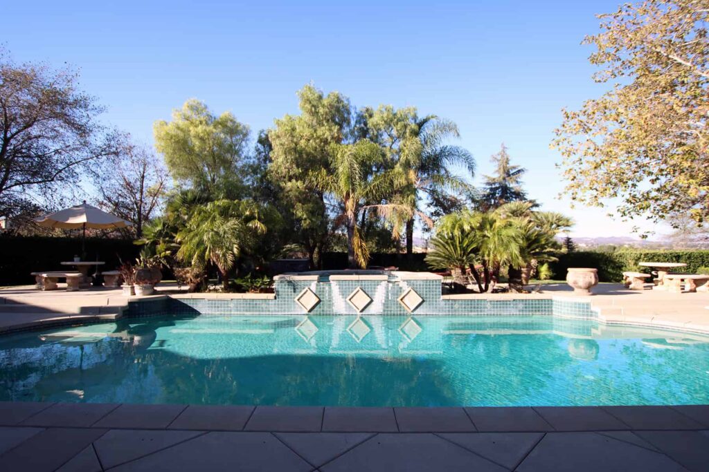 The pool and grounds at a Ranch Creek Recovery residence in Murrieta