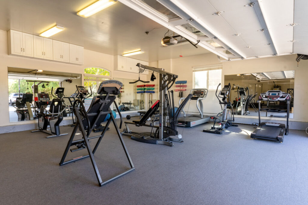 A personal gym with various equipment