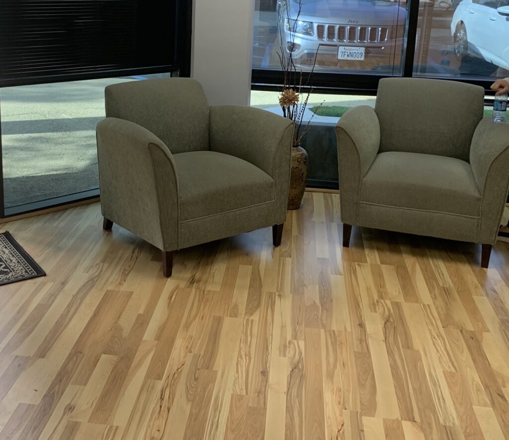 Two armchairs by the front window of the Temecula outpatient office